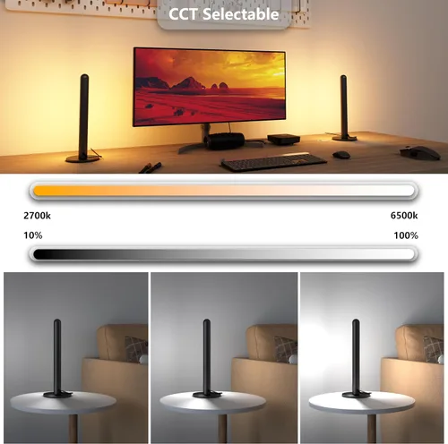 Vista 6 de LAMPAOUS Barras de luz LED inteligentes, funcionan con Alexa y Google Assistant, retroiluminación RGBCW WiFi TV con modos de escena y música