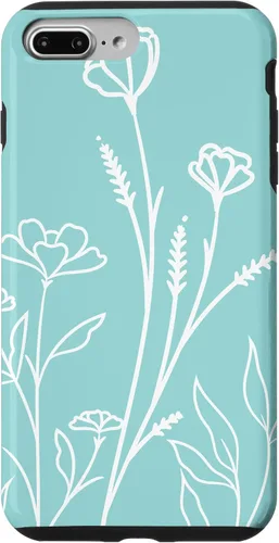 Vista 9 de iPhone 15 lindo verano flores silvestres diseño en azul verde pastel caso
