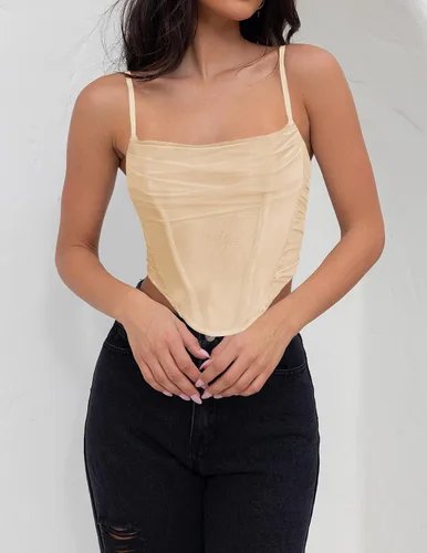 Vista 3 de ZESICA Corsé sexy para mujer, con tirantes delgados, espalda descubierta, Y2K, club, fiesta, corsé