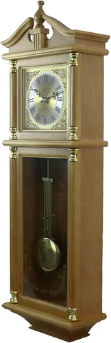 Vista 2 de Bedford Clock Collection Reloj de pared de péndulo de 34.5 pulgadas con acabado de roble de cosecha antigua