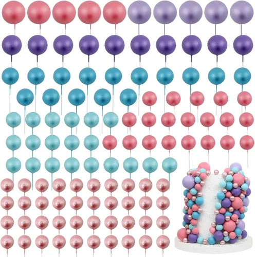Vista 14 de 115 PCS Adornos para Pasteles de Pelota - Decoraciones de Pastel de Mini Globos Pelota de Espuma Palillos para Cupcakes Adornos Insertables DIY