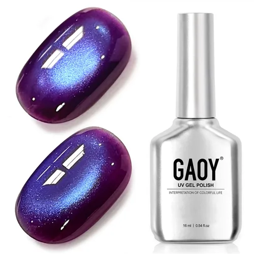 Vista 104 de GAOY Esmalte de uñas de gel Brown Cat Eye, 4629 azul ámbar, 0.5 fl oz Ámbar azul