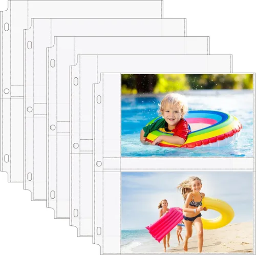 Vista 12 de MaxGear Paquete de 30 fundas de fotos de 3.5 x 5 para carpeta de 3 anillos (240 imágenes), protectores de páginas de archivo de alta resistencia