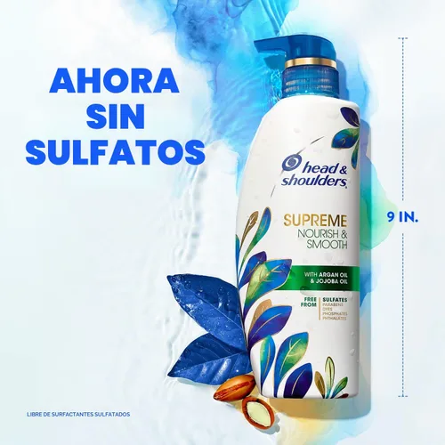 Vista 2 de Head & Shoulders Supreme Sulfate Free Nourish & Smooth Shampoo 11.8oz
