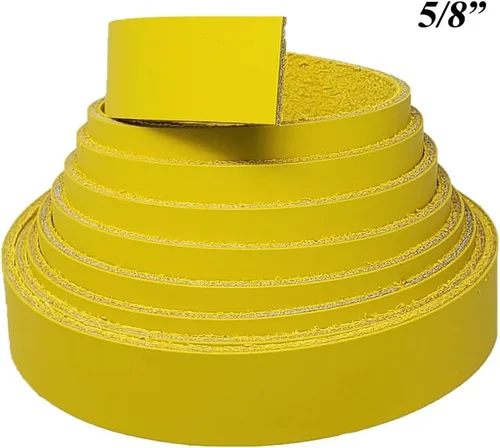 Vista 5 de Amarillo Tiras de piel 2 inch de ancho hasta 96 inch de largo – 6 – 7. (2.4 – 2,8 mm.) LATIGO tiras de piel por pitka piel