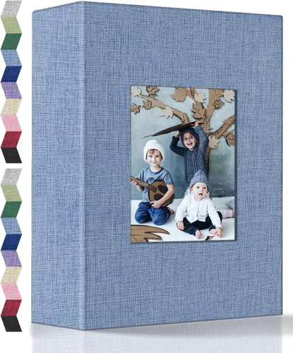 Vista 37 de popotop - Álbum de fotos 4x6 con 100 fotos, libros de fotos con 100 bolsillos verticales, cubierta de lino, álbumes para fotos familiares, de boda