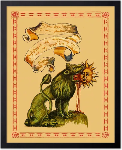 Vista 69 de Poster Master Póster vintage, estampado retro de león verde devorando el sol, arte hermético, arte de mitología, regalo para hombres y mujeres