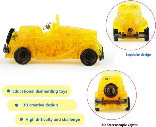 Vista 3 de Rompecabezas de cristal 3D clásico para automóvil, rompecabezas de cristal para rompecabezas a partir de 16 años, 54 piezas (negro)