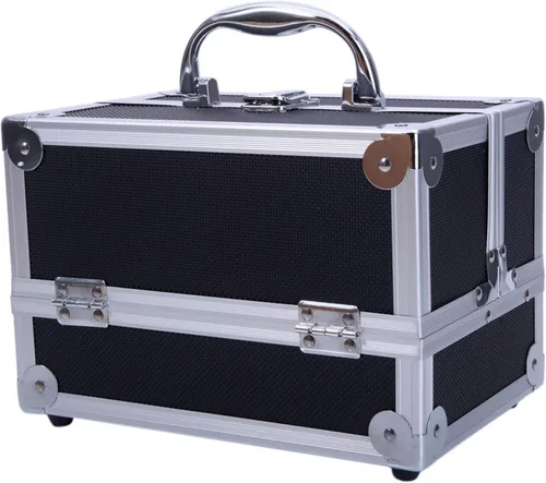 Vista 7 de Caja de maquillaje Estuche de tren de gran capacidad de almacenamiento portátil organizador de cosméticos de viaje con compartimentos y bandejas