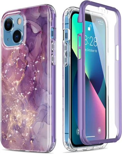 Vista 21 de Esdot Funda protectora para iPhone 13 Mini con protector de pantalla integrado, protección de grado militar con diseños de moda para mujeres
