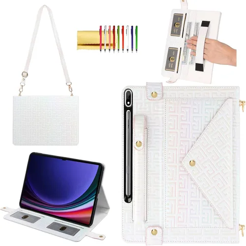 Vista 49 de Bolso Funda para Samsung Galaxy Tab S10 FE/S9 FE 10.9"/S9/S8/S7 11", Techcircle Folio con Soporte Cruzado, Billetera con Ranura para Lápiz S Pen
