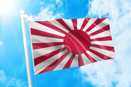 Vista 2 de DMSE - Bandera japonesa japonesa de batalla del sol naciente de la Segunda Guerra Mundial, 3 x 5 pies, 100 % poliéster, 100 % poliéster, resistente