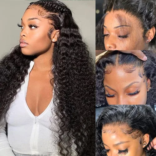 Vista 11 de Pelucas de cabello humano con encaje frontal de onda profunda 13x4 de 180 densidad, peluca frontal de encaje completo HD, pelucas de cabello humano