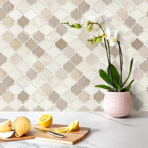 Vista 5 de STICKGOO Arabesque Protector contra Salpicaduras Despegar y Pegar, 12"X12" Azulejo Protector contra Salpicaduras para Cocina Despegar y Pegar