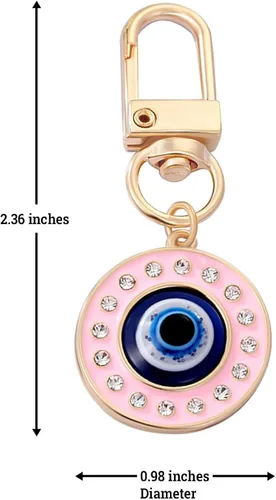 Vista 5 de Llavero de buena suerte con diseño de mal de ojo para mujer con dijes de protección para llaves de coche