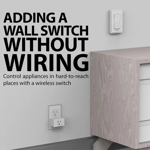 Vista 2 de Fosmon Enchufe de control remoto inalámbrico para interiores, interruptor de luz a batería con marca de encendido/apagado Braille, para luces, árbol