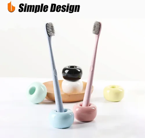Vista 3 de Urbanstrive - Soporte para cepillo de dientes de cerámicas mini elegante para encimeras de mueble de baño (1 paquete, blanco)