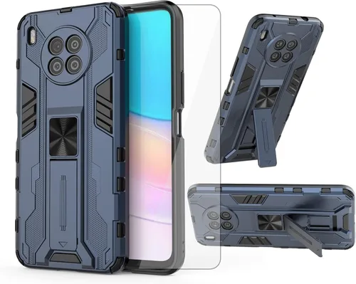 Vista 8 de Asuwish Funda para teléfono Honor 50 Lite/Huawei Nova 8i con protector de pantalla de vidrio templado y soporte delgado, híbrido, resistente, Negro