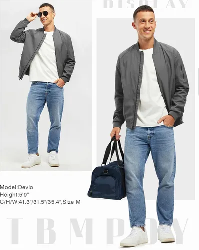 Vista 7 de TBMPOY Men's Bomber Jacket Lightweight Spring Windbreaker Light Casual Stylish Fashion Fall Zip up Coats With Pockets