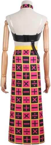 Vista 5 de Disfraz de anime Trish Una para cosplay, uniforme de aventura extraña, brasier recortado, vestido de Halloween para mujeres y hombres