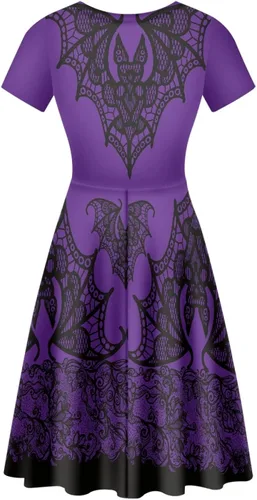 Vista 2 de Youngerbaby Cool Maid - Vestido de Halloween para mujer, vestido midi de verano, vestido casual con vuelo, para festivales