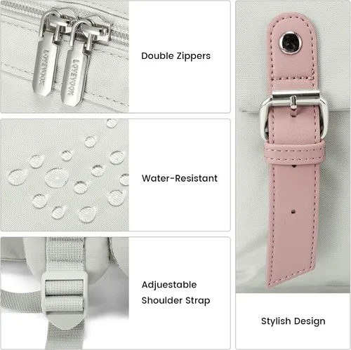 Vista 4 de LOVEVOOK Mini mochila para mujer, Gris-Rosa, Mini mochila