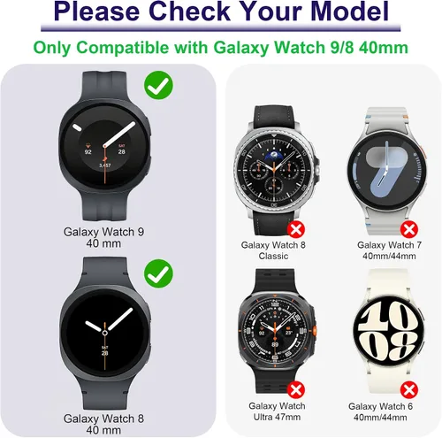 Vista 2 de Paquete de 12 fundas para Samsung Galaxy Watch 9/8 de 1.575 pulgadas con protector de pantalla de vidrio templado, funda protectora resistente a