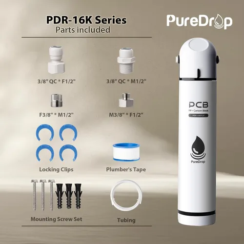 Vista 6 de PureDrop PDR-16KCU - Filtro de agua para debajo del fregadero, ultra filtración de 0.01 μm, sistema de filtración compuesto debajo del fregadero
