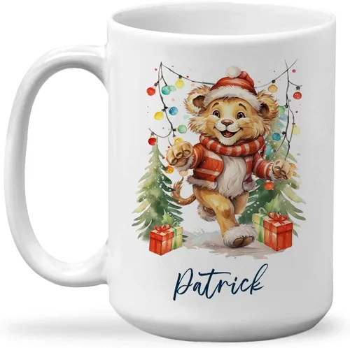 Vista 10 de Taza de regalo de invierno personalizada, taza de café con nombre personalizado con diseño de oso polar, taza de oso polar personalizada, regalo