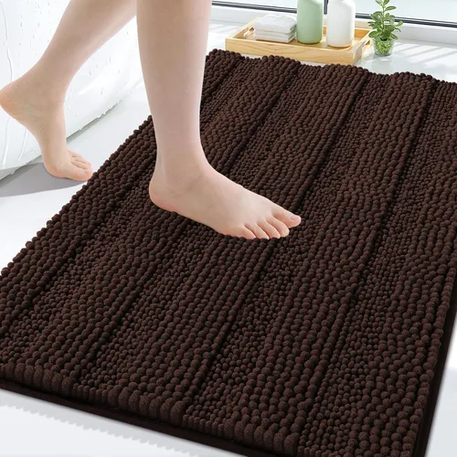 Vista 12 de Grandaily Alfombras de baño de felpilla a rayas de 24 x 16 pulgadas, extra gruesas y suaves, absorbentes, parte trasera de goma, alfombra de ducha