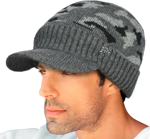 Vista 3 de Dahlia Gorro para hombre con visera - lana, sombrero de invierno con borde, forro polar