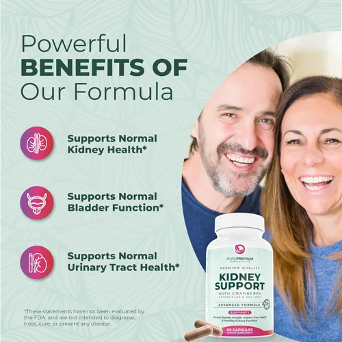 Vista 3 de PurePremium Suplemento de apoyo renal con extracto de arándano, limpieza renal, desintoxicación y reparación para hombres y mujeres, apoyo