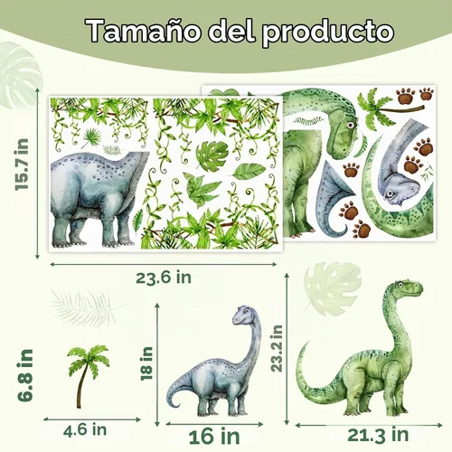 Vista 4 de Calcomanías de pared de dinosaurios grandes para aula, mural de pared