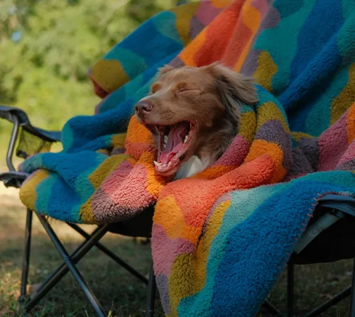 Vista 2 de Wilderdog Manta impermeable para perro Sherpa Fleece - 50" x 40" - Canyon