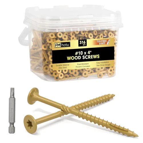 Vista 46 de #10 x 2-1/2" Tornillos para Terraza, 108 Piezas Tornillos para Madera con Cabeza Estrella, Tornillos para Madera Resistentes al Óxido para Negro