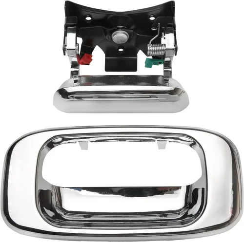 Vista 8 de Gledewen Pestillo de mango de puerta trasera y moldura de bisel con clips de varilla para Chevy Silverado GMC Sierra 1999-2007 1500 2500 3500