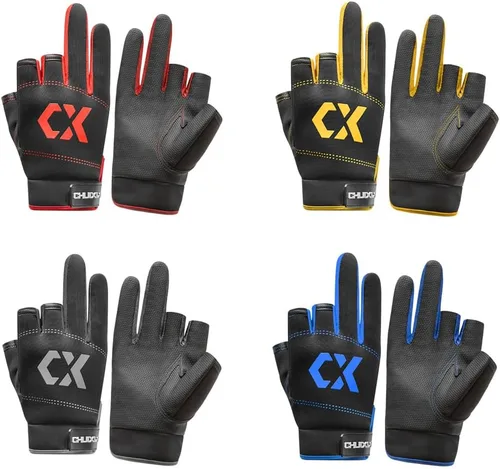 Vista 2 de SEIWEI Fishing Gloves 3 Fingers Cut Waterproof Sports Gloves Anti-Slip Windproof Gloves for Fishing Hunting Riding Cycling Hand Protectiion