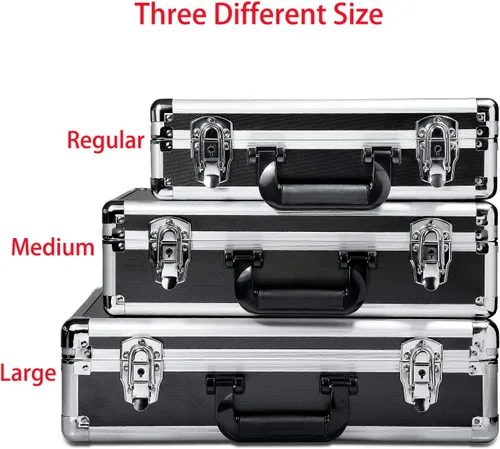 Vista 6 de HUL Caja de aluminio de dos tonos de 16 pulgadas con interior de espuma extraíble personalizable para instrumentos de prueba, cámaras, herramientas