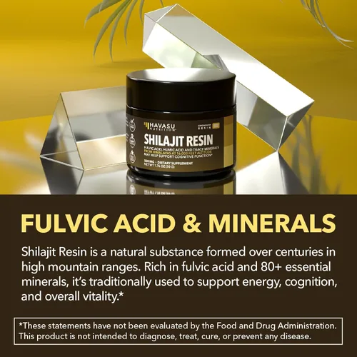 Vista 5 de Resina Shilajit del Himalaya con ácido fúlvico, ácido húmico y más de 80 oligominerales – 500 mg de Shilajit de grado dorado para hombres y mujeres