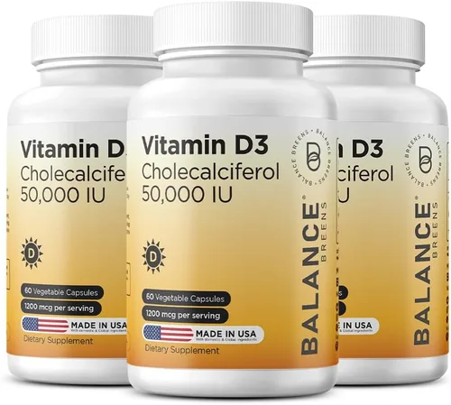 Vista 10 de Balance Breens Vitamina D3 50,000 UI - 60 cápsulas vegetales - Suplemento de vitamina D sin gluten de alta potencia sin OMG