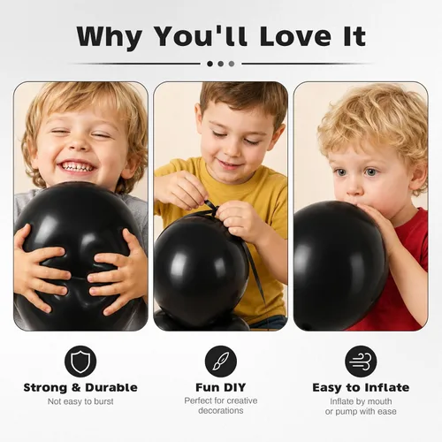 Vista 3 de Globos negros 30 Pack Matte Black Helium Balloons for Birthdays, Graduation, Casino, New Year, Halloween