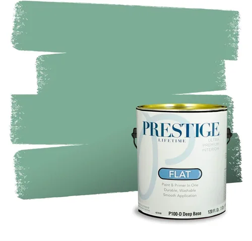 Vista 145 de Prestige Paints - Pintura exterior e imprimación en uno, 1 galón, plano, compatibilidad comparable con el color menta «Whipped Mint» de Behr
