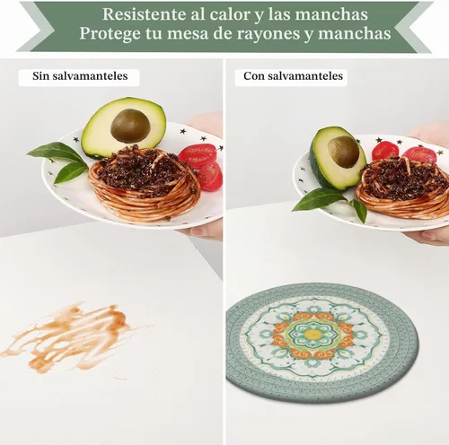 Vista 4 de SHACOS Salvamanteles verde salvia de 8 pulgadas para platos calientes, 4 piezas