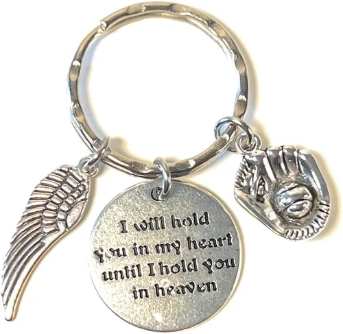Vista 3 de I Will Hold You in My Heart Until I Hold You in Heaven Angel Wing Memorial Loss of Loved One Bat Ball Team Sports League Bases Home Run Entrenador