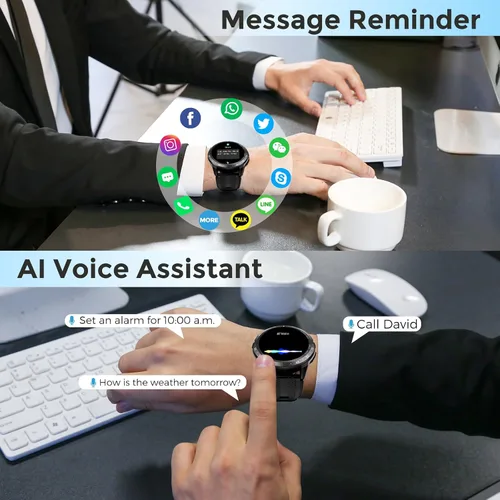 Vista 12 de VIRAN Relojes inteligentes militares para hombres, reloj inteligente resistente al agua 5ATM con llamada Bluetooth (respuesta/llamada de marcación)