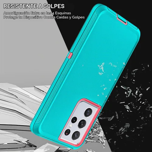 Vista 5 de YKHJKLEC Funda para Samsung Galaxy S21 Ultra, con 2 piezas [protector de pantalla de TPU flexible autorreparable y protector de lente de cámara]