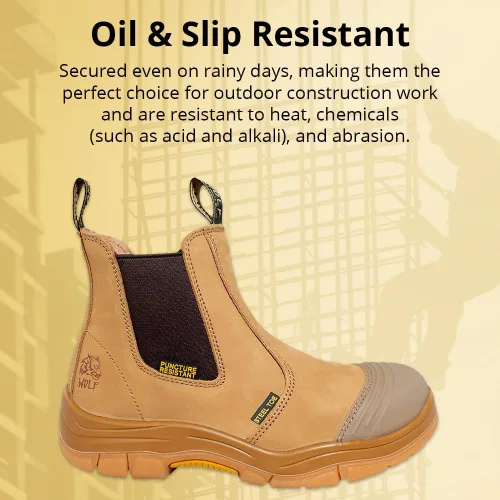 Vista 4 de WOLF Work Boot 100% Genuine Upper Leather Oil, Slip, Impact, Puncture Resistant Electrical Hazards Non-Slip Rubber Sole