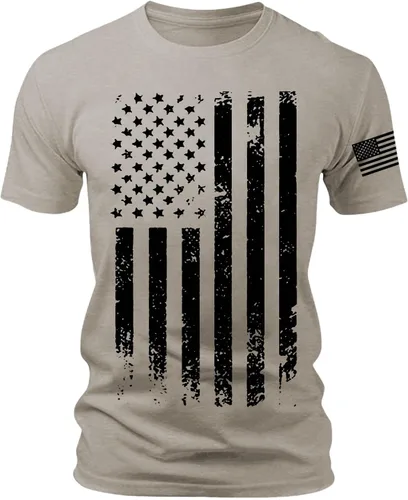 Vista 3 de Camisetas patrióticas para hombre del 4 de julio para el 4 de julio, camiseta patriótica de manga corta con cuello redondo y bandera estadounidense