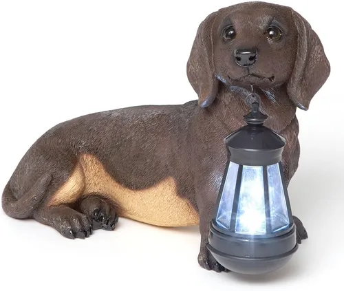 Vista 7 de Bits and Pieces - Estatua de linterna solar para perros - Linterna de jardín con energía solar - Escultura de perro de resina con luz LED