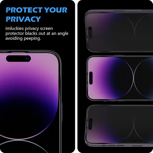 Vista 5 de imluckies Paquete de 2 protectores de pantalla de privacidad mate para iPhone 14 Pro Max, antirreflejos y antihuellas, compatible con isla dinámica